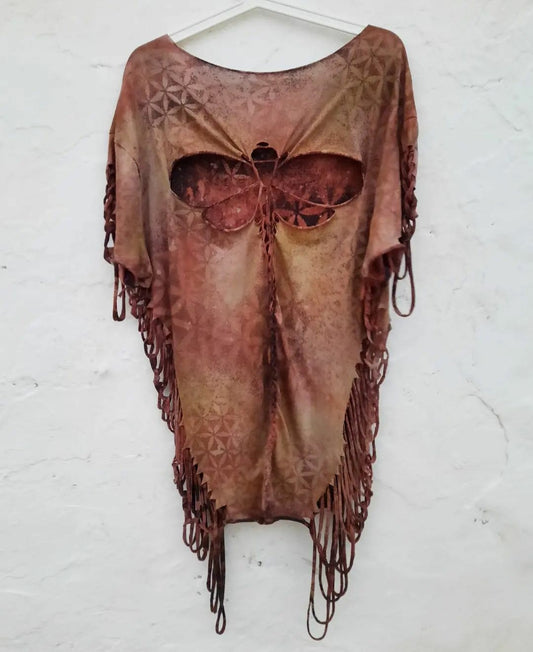 Flower of Life Universe Dragonfly Weave Tshirt Dress One Size OOAK
