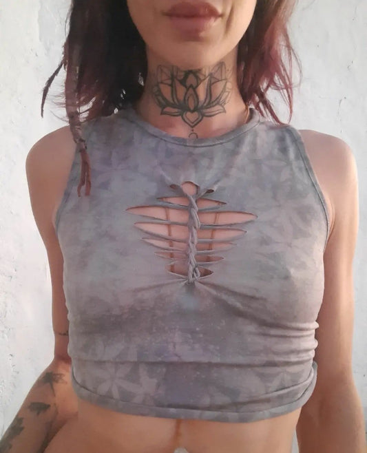Butterfly Weave Flower Of Life Crop Top M OOAK