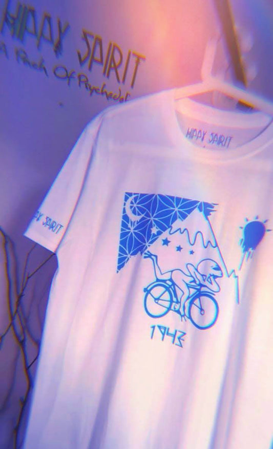 LSD Alien Magic Bike Ride T- shirt ~ Blue ~ Albert Hofmann